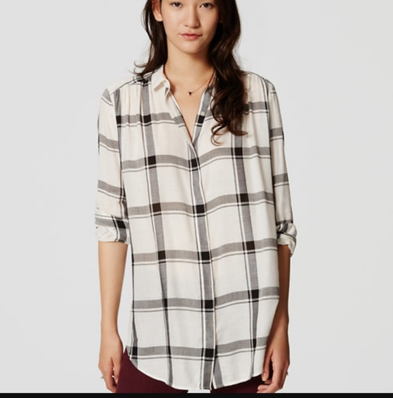 LOFT Tops - 🍂ANN TAYLOR LOFT Windowpane Plaid Tunic 🍂